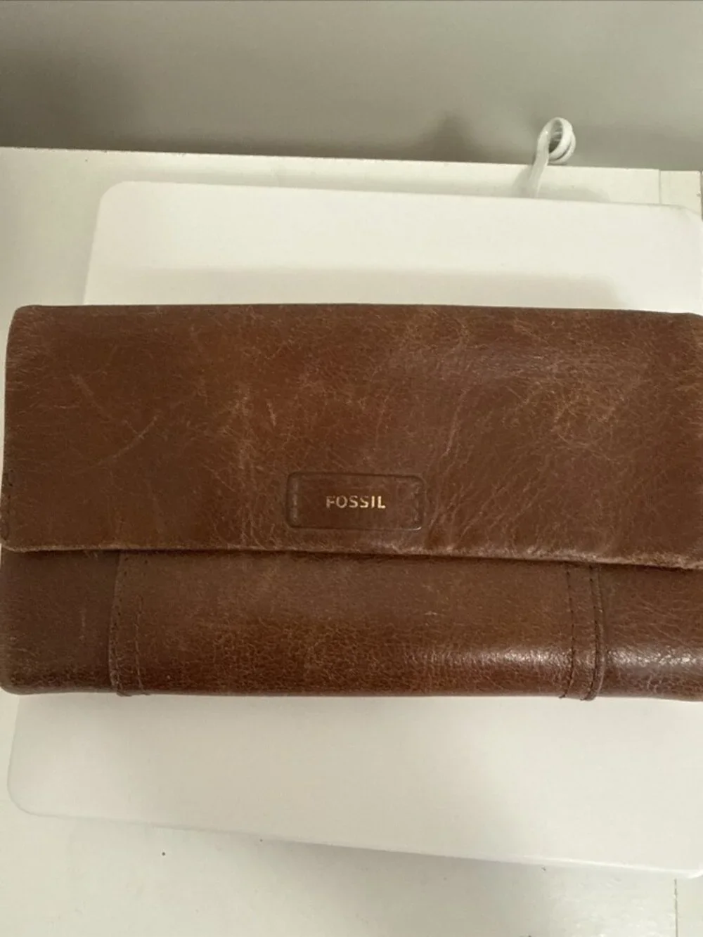 FOSSIL LEATHER WOMENS WALLET**GUC** Brown Soft Leather 7.5x4 Boho